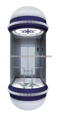 small machine room observation elevator with U-shape glued glass of safety clamp