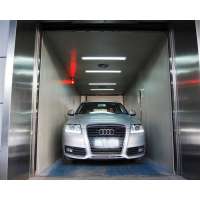 Car elevator parking system with safety guide device